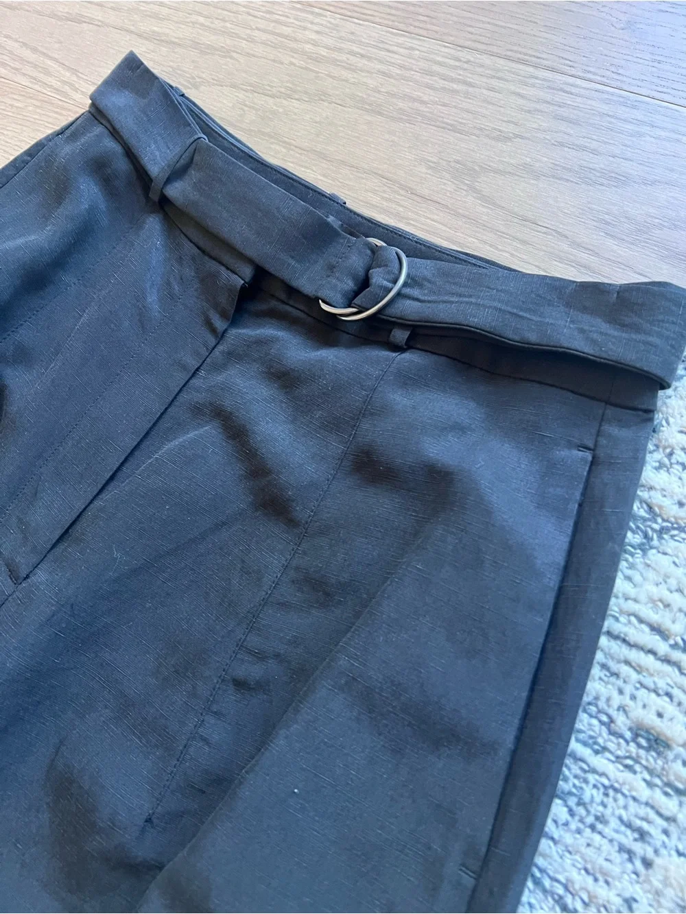 Banana Republic High-Rise Barrel Tencel Linen Pant 8 Black | NWT
